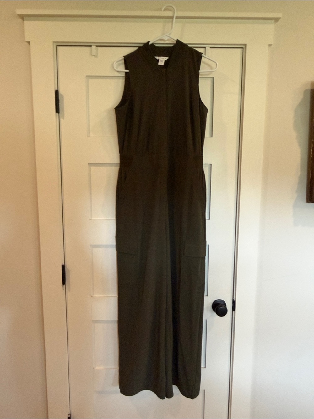 Athleta Brooklyn Olive Green Sleeveless Utility Jumpsuit - Picture 4 of 7
